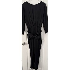 Vintage Kwai Petites Black‎ One Piece Pant Jumpsuit Bow Belt Size Small